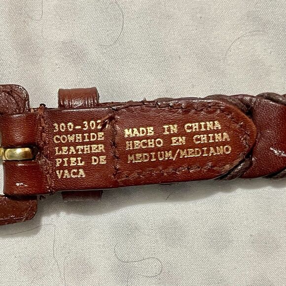 Vintage Braided Womens Belt Brown Small Leather 90s Skinny Bohemian Chic Retro - Picture 2 of 11